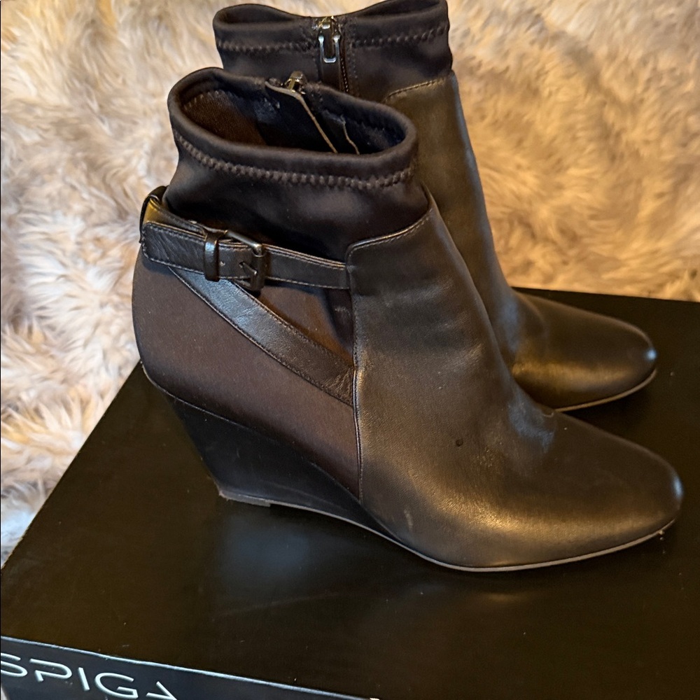 Black Wedge Ankle Boots